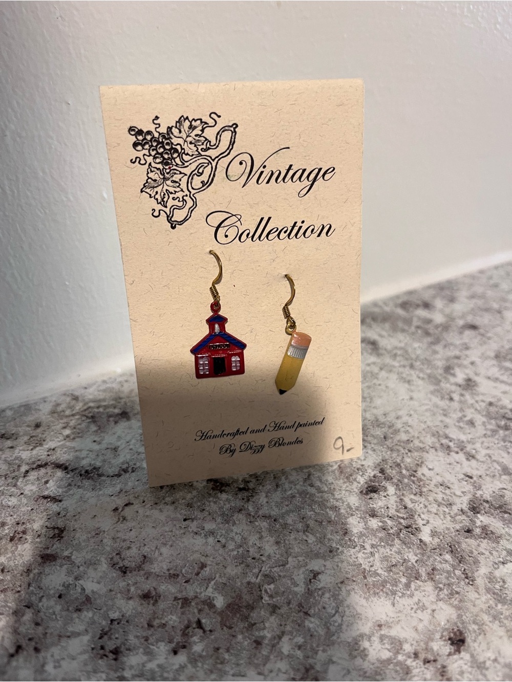 Vintage Collection, Hand painted and Handmade School Themed Earrings